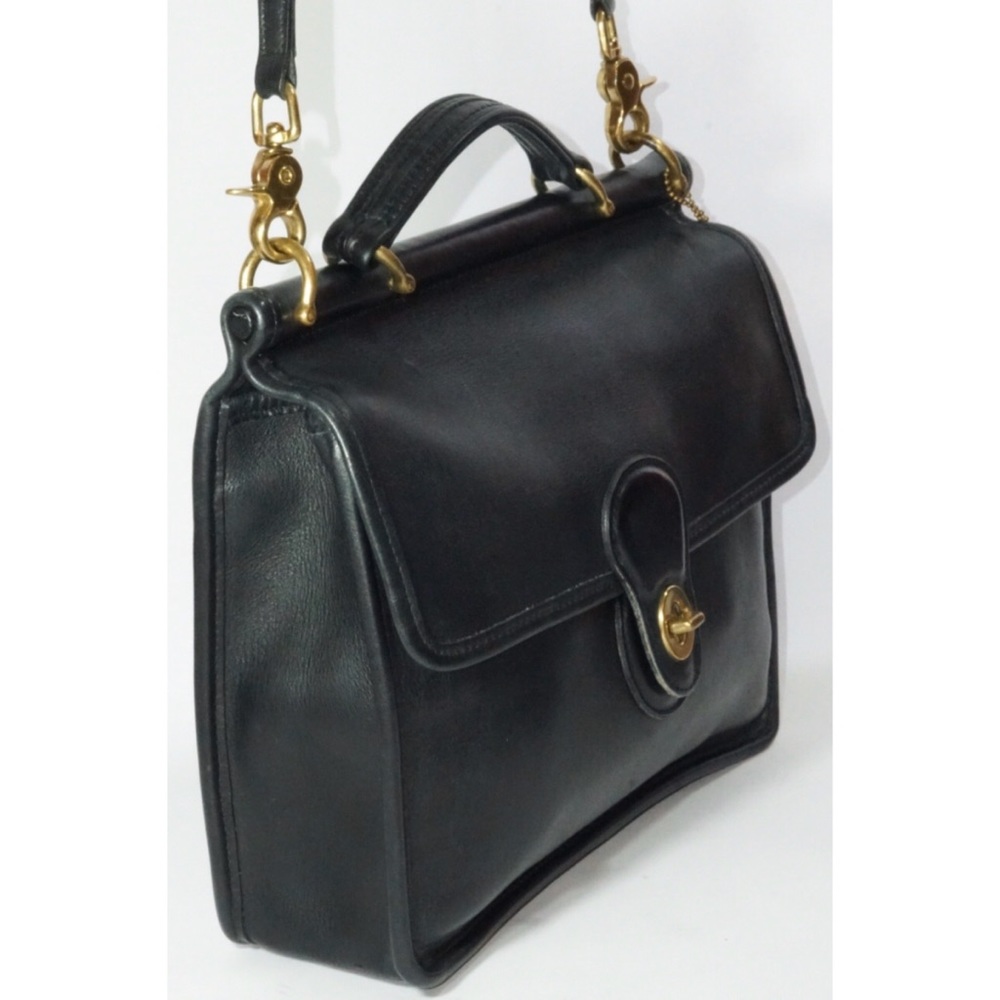 Coach Crossbody Handbag Vintage Black Leather - Picture 2 of 8